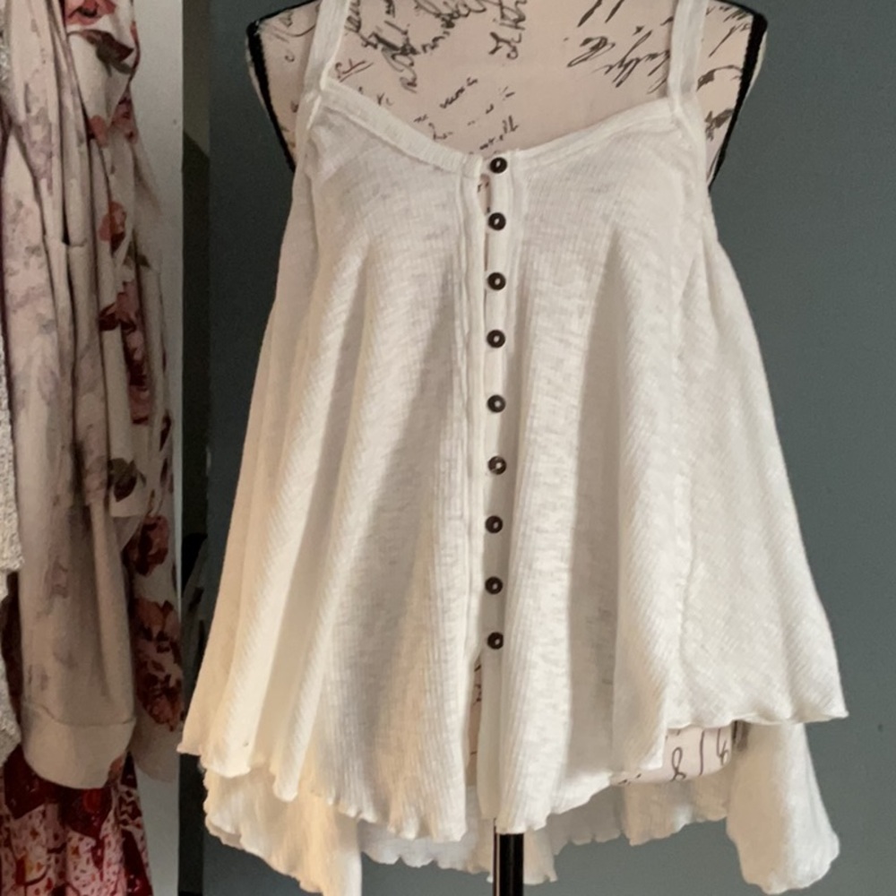 We the free, small white button down flowy tank top